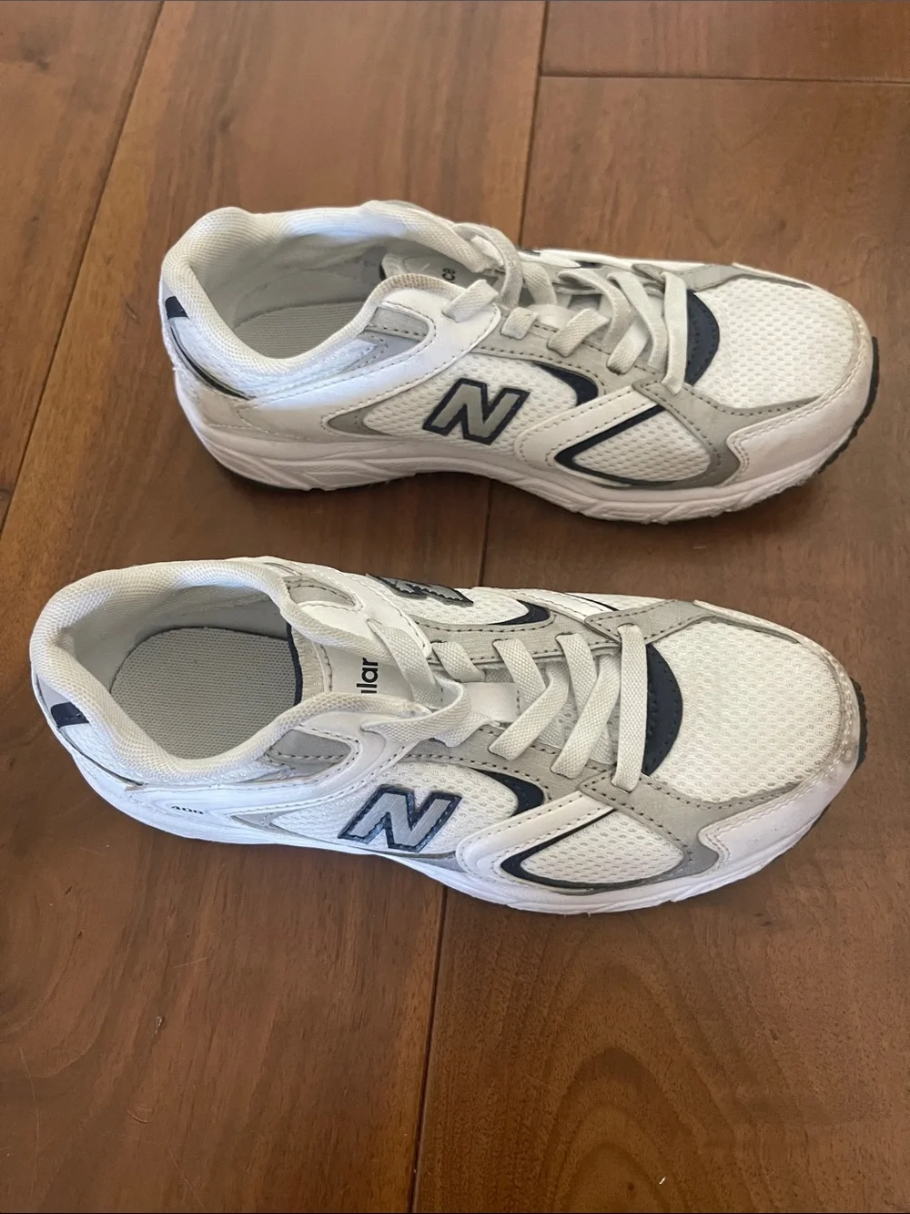 New Balance Kids White & Navy Running Sneakers